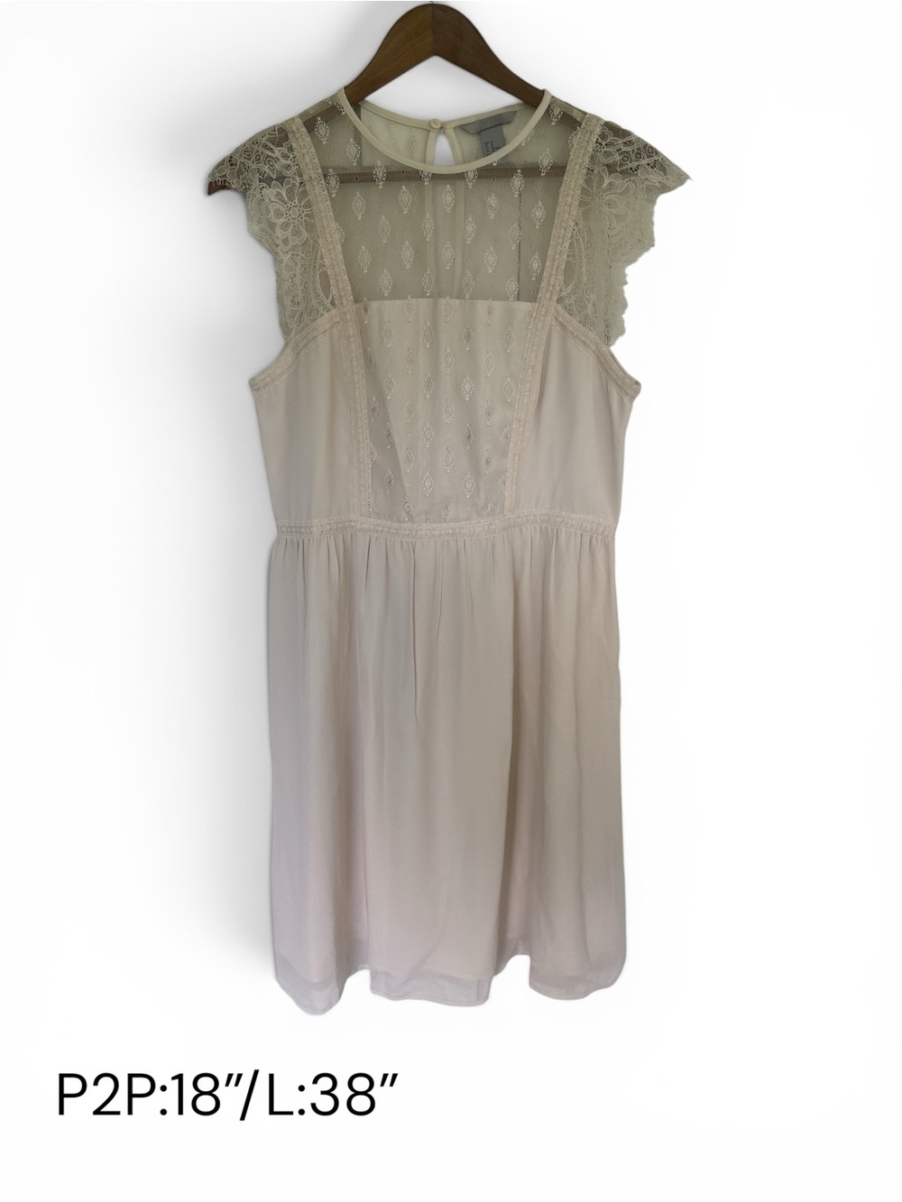 Lace Yoke Sleeveless A-Line Dress in Blush